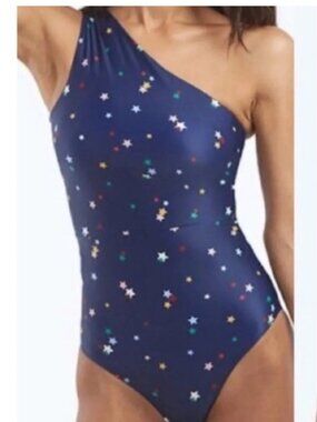 Summersalt Brand Women's 10 The Sidestroke One Piece Swimsuit Navy Star Print